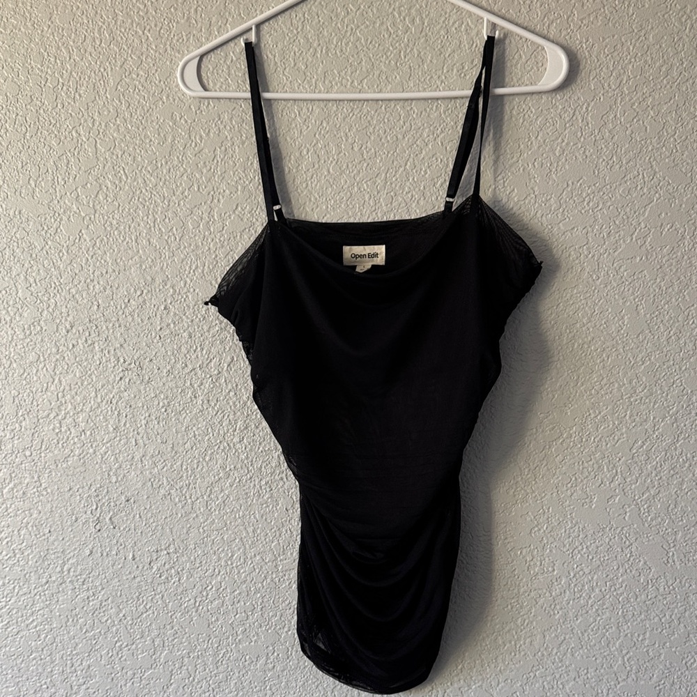 Black Spaghetti Strap Sheer Top